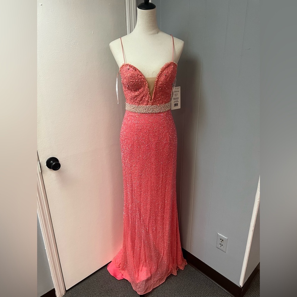 Elegant Coral Evening Gown